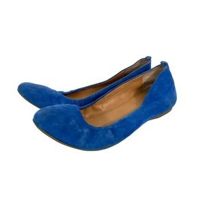 J Crew Women's Size 7.5 Blue Suede Flats Round Toe Slip On